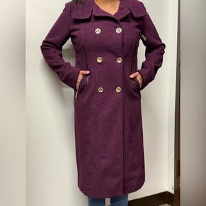 Guess Plum Coat with Gold Buttons